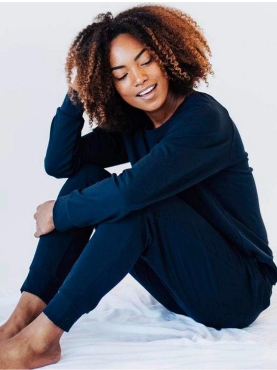cozy earth Tops - COZY EARTH Ultra Soft Bamboo Crew Neck Sweatshirt Navy Blue size Small